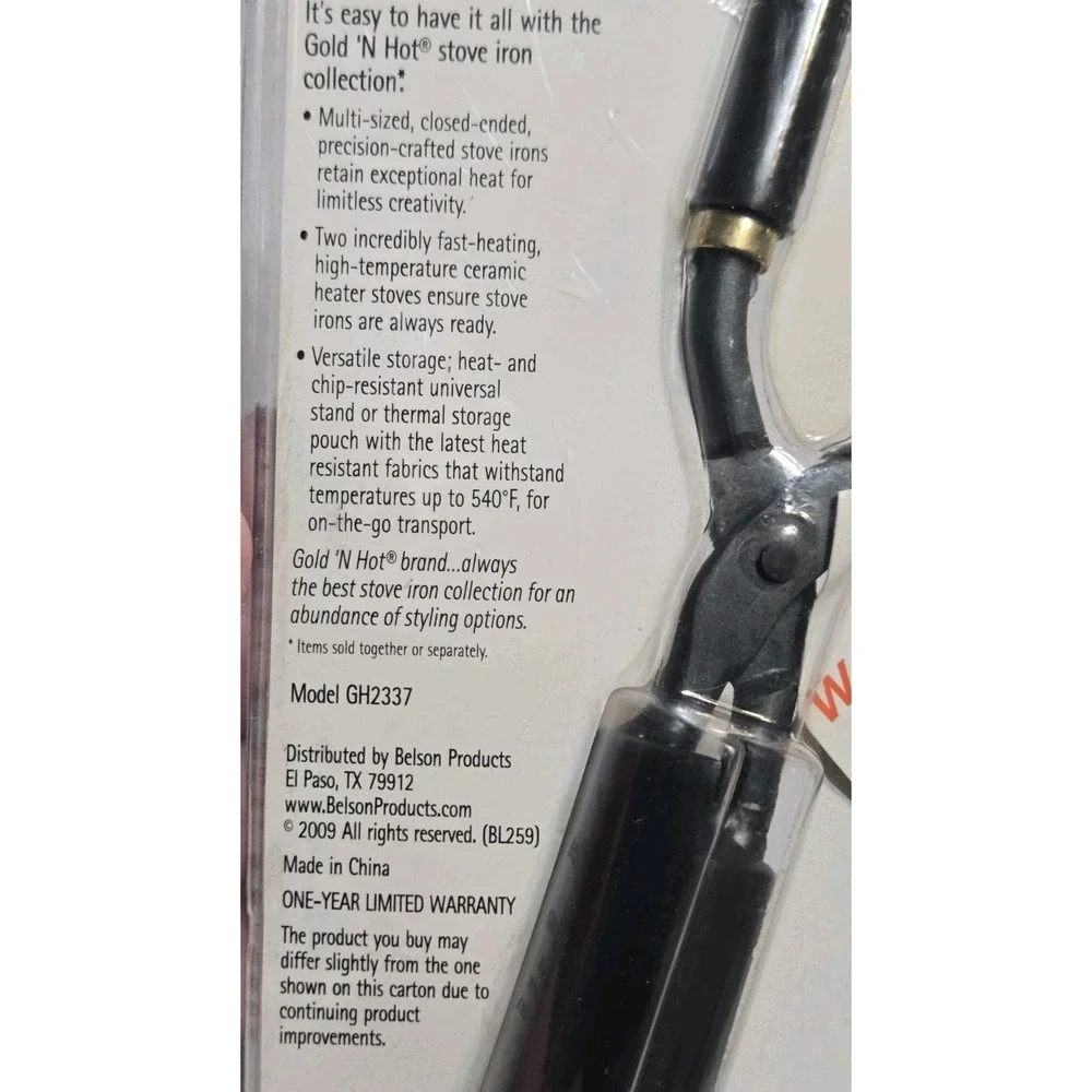Gold N Hot Professional Stove Iron GH2337, 1 Inch (1 PC) New In Package